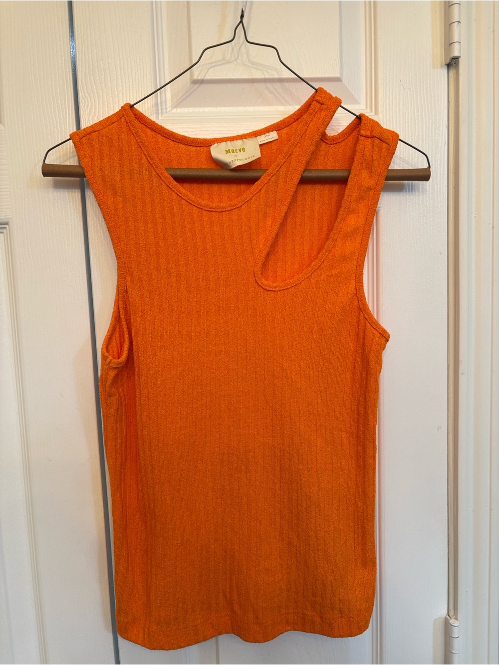 Maeve Orange Ribbed One-Shoulder Tank